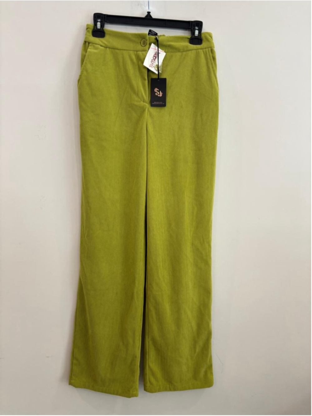 Sincerely Jules NWT Chartreuse Green Corduroy Wide Leg Pants High Waist M #N10